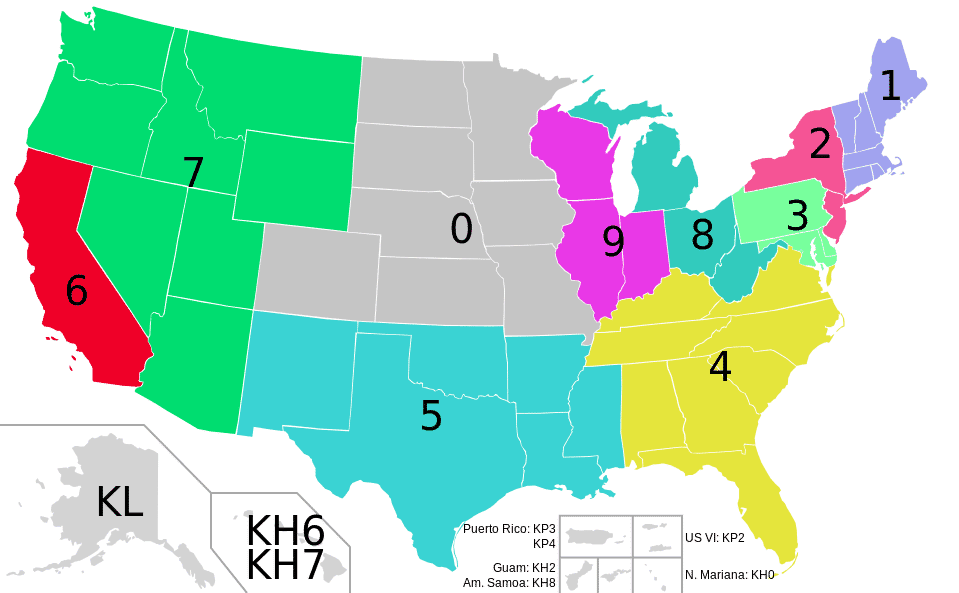 US Call Sign Areas 2021