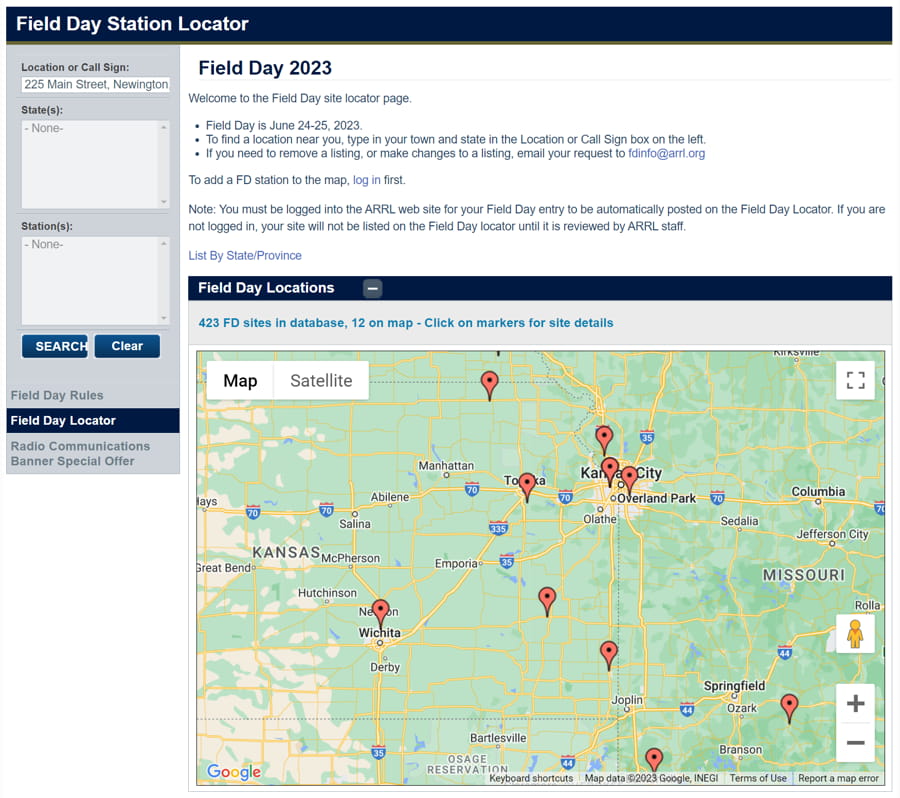 ARRL Field Day Locator