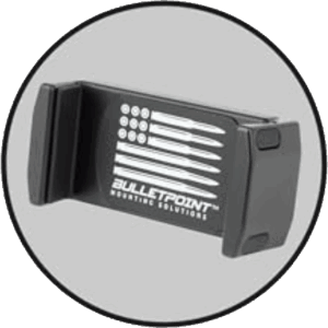 Universal spring-loaded phone holder with rubber pads; expands to 3.4 inches wide.