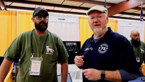 Jim N4BFR interviewing Matt KN4MMA at the MakerNova booth during Orlando HamCation 2026