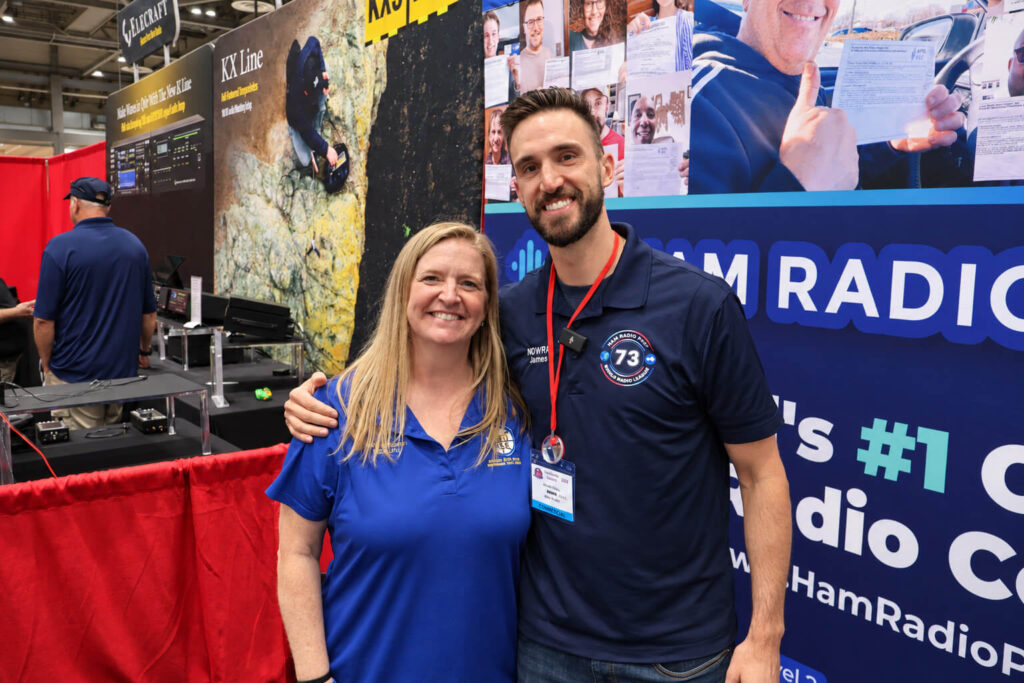Educator Jackie KC9LEH with Ham Radio Prep host James N0WRL at Huntsville Hamfest 2026