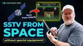 Ham operator receives ISS SSTV on 145.800 MHz using a stock handheld—no special equipment required.